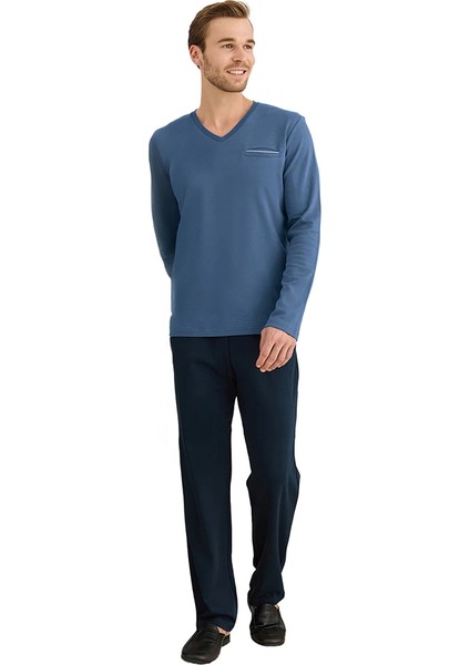 Elitepoint 1616 Erkek V-Yaka Kışlık Pijama Takım