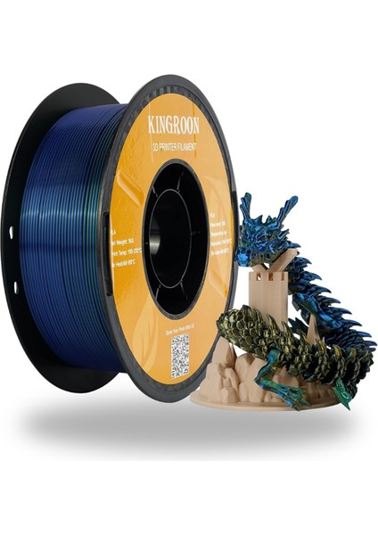 Pla Silk Üç Renk Filament Altın-Yeşil-Mavi 1.75 MM 1 Kg