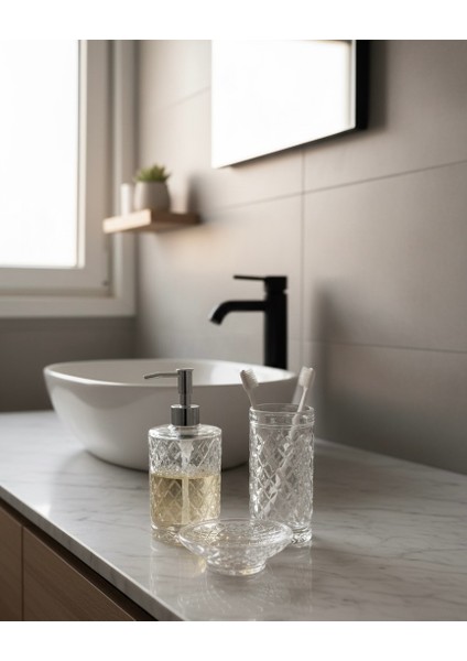 Banyo Sıvı Sabunluk Cam Seti 3’lü