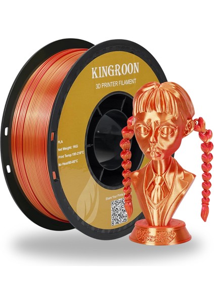 Pla Silk Çift Renk Filament Altın-Kımızı 1.75 MM 1 Kg