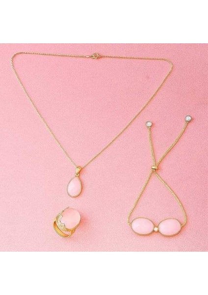 Pembe Turkuaz Gümüş Rose Kolye Bileklik Yüzük fiyatları