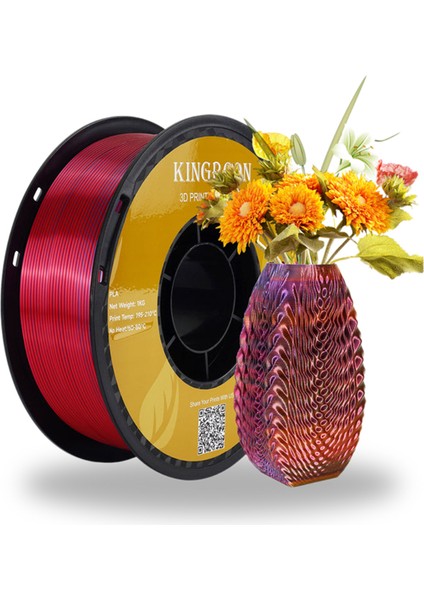 Pla Silk Üç Renk Filament Kırmızı-Altın-Mavi 1.75 MM 1 Kg