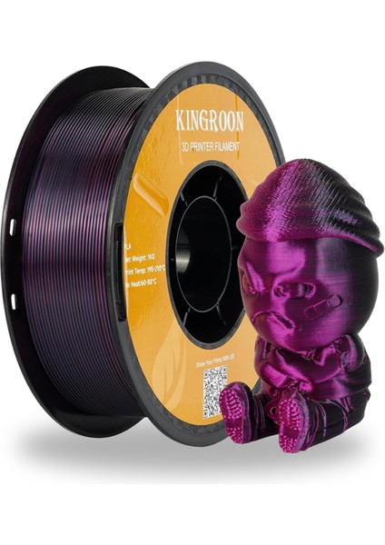 Pla Silk Üç Renk Filament Altın-Fuşya-Siyah 1.75 MM 1 Kg