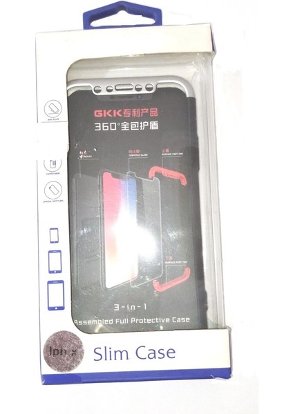 ESLIFETECH26AKSESUAR Iphone X/xs(10) Uyumlu 360 Derece 3 In1 Gkk Slim Case Koruma Kılıfı+Ekran Koruyucu