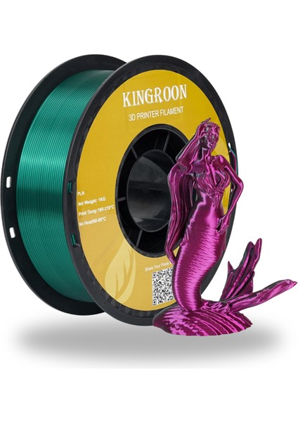 Pla Silk Çift Renk Filament Kırmızı-Yeşil 1.75 MM 1 Kg