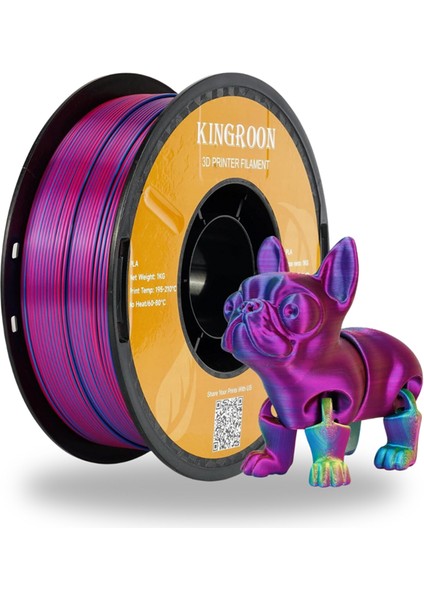 Pla Silk Üç Renk Filament Altın-Fuşya-Mavi 1.75 MM 1 Kg