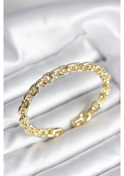 Zincir Model Gold Renk Pirinç Kadın Bileklik
