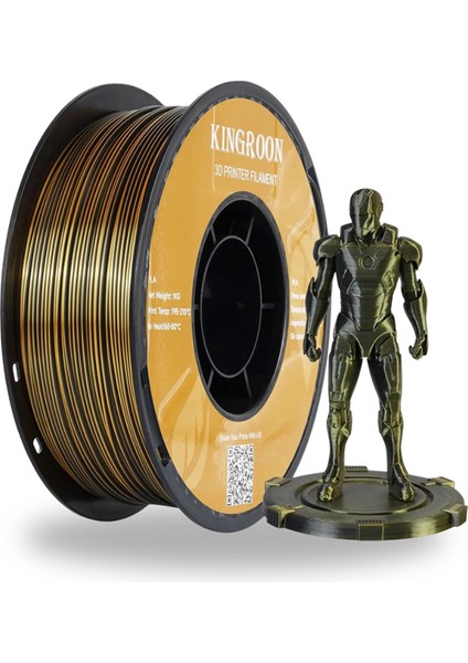 Pla Silk Çift Renk Filament Altın-Siyah 1.75 MM 1 Kg