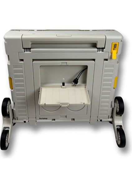 Ultra Geniş, 8 Tekerlekli, 85 Lt Beyaz Katlanır Alışveriş Arabası - Merdiven Çıkan, USB Port Girişli ve Bardak Tutuculu fırsatları