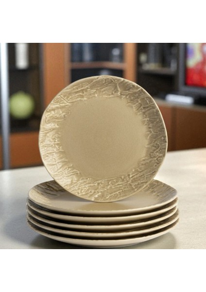Wood 25 cm Porselen Servis Tabağı 6 Adet modelleri