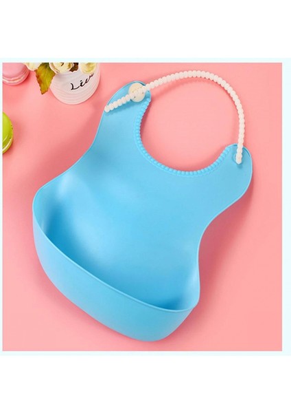 Çocuk Bebek Mama Önlüğü Dökülme Engelleyici Bükülebilir Mavi (4887)