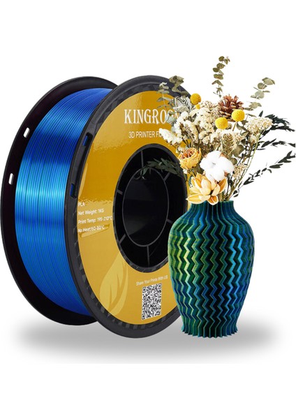 Pla Silk Üç Renk Filament Sarı-Mavi-Yeşil 1.75MM 1 Kg
