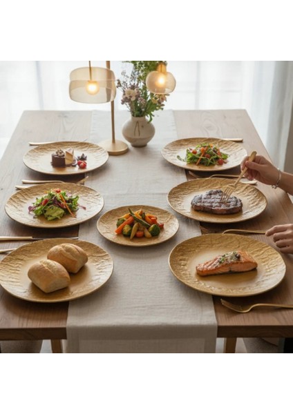Wood Savana 25 cm Porselen Servis Tabağı 6 Adet