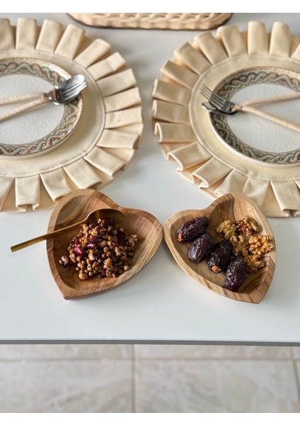 2'li Bohem Dekoratif Ahşap Kalp Model Düzenleyici Sunumluk