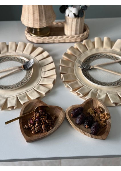 2'li Bohem Dekoratif Ahşap Kalp Model Düzenleyici Sunumluk