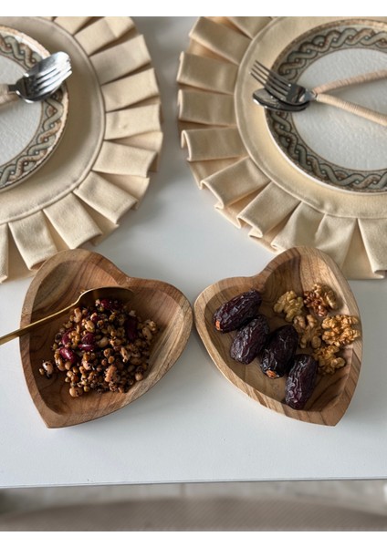 2'li Bohem Dekoratif Ahşap Kalp Model Düzenleyici Sunumluk