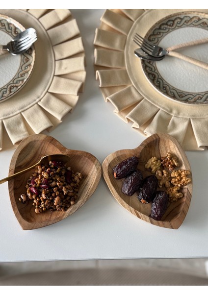 2'li Bohem Dekoratif Ahşap Kalp Model Düzenleyici Sunumluk