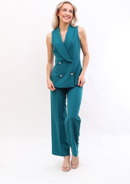 Abiye Yelek & Bol Paça Pantolon Takım-Petrol fiyatları