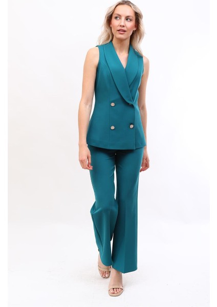 Abiye Yelek & Bol Paça Pantolon Takım-Petrol fırsatları