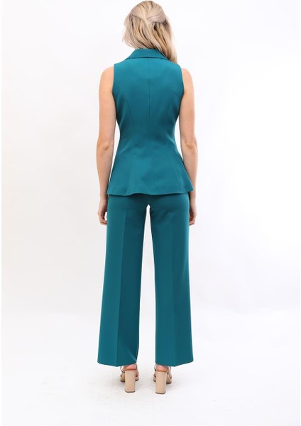 Abiye Yelek & Bol Paça Pantolon Takım-Petrol indirimleri