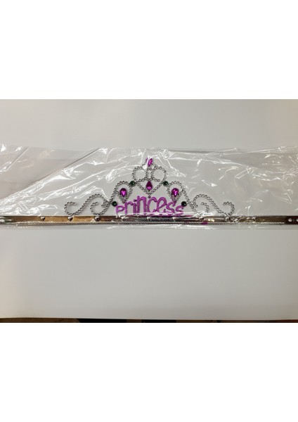 Gümüş Renk Prenses Yazılı Parti Tacı 60 cm fiyatları