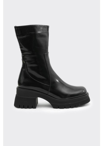 Klasik Hakiki Deri Topuklu Kadın Çizme