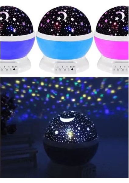 360° Dönen Yıldızlı Gökyüzü Projektör Gece Lambası – Çocuk Odası Gece Lambası USB Bağlantılı Renk Değiştiren Atmosfer Işığı (Mavi/pembe/mor) indirimleri
