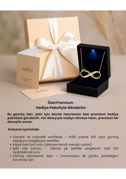 Iki Isimli Tarihli Sonsuzluk Premium Hediye Kutulu Gümüş Kolye fiyatları