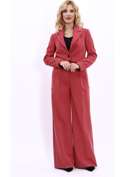 Erkek Yaka Tek Düğmeli Kısa Ceket & Erkek Yaka Drape Kollu Kısa Ceket-Kiremit fiyatları