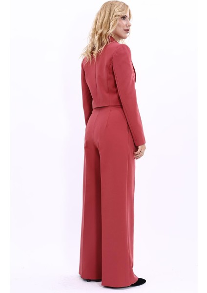 Erkek Yaka Tek Düğmeli Kısa Ceket & Erkek Yaka Drape Kollu Kısa Ceket-Kiremit modelleri