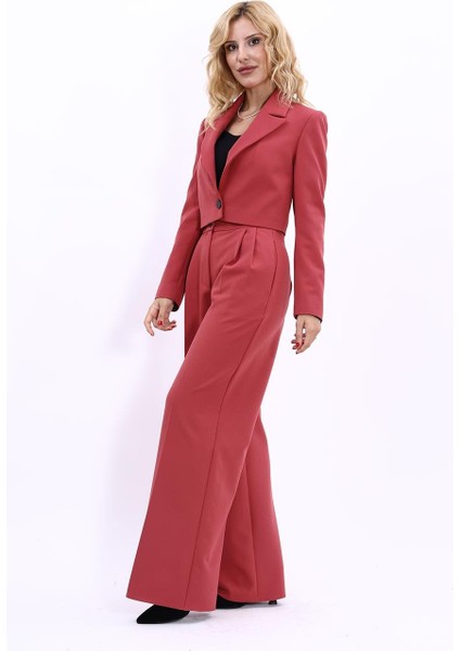 Erkek Yaka Tek Düğmeli Kısa Ceket & Erkek Yaka Drape Kollu Kısa Ceket-Kiremit indirimleri