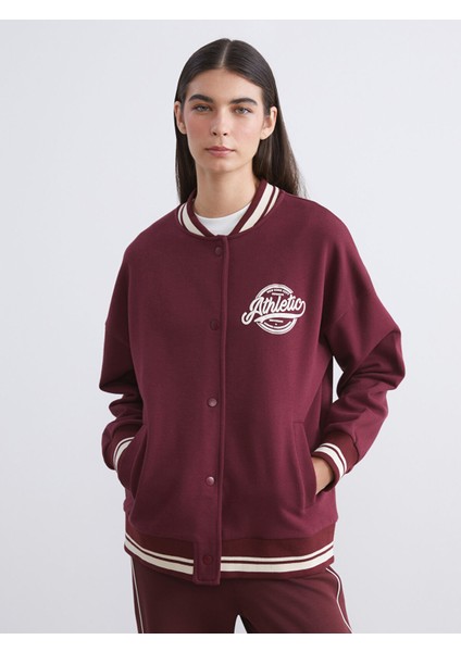 Yeni Sezon Baskılı Oversize Kadın Kalın Kolej Ceket