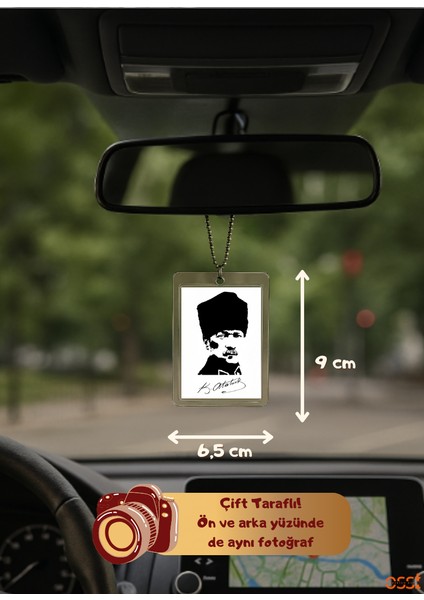 Mustafa Kemal Atatürk, Çift Taraflı Araba Hediyesi, Araba Süsü, Dikiz Aynası Süsü, Hediye, Baba, Sevgili, Anne fiyatları