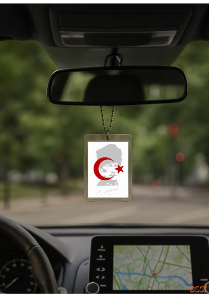 Mustafa Kemal Atatürk, Çift Taraflı Araba Hediyesi, Araba Süsü, Dikiz Aynası Süsü, Hediye, Baba, Sevgili, Anne modelleri