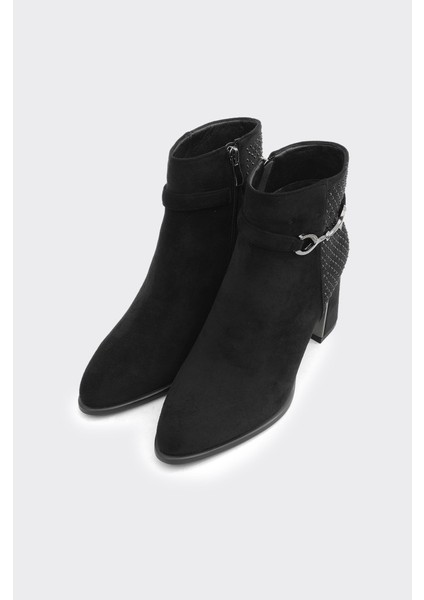 Kalın Topuklu Fermuarlı Taş Aksesuarlı Kadın Bot fiyatları