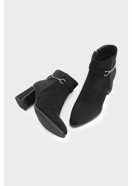 Kalın Topuklu Fermuarlı Taş Aksesuarlı Kadın Bot fırsatları