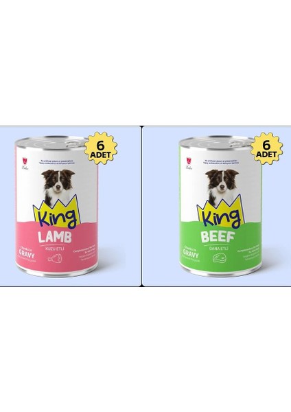 Sos Içerisinde Et Parçacıklı Kuzu Etli ve Dana Etli Köpek Konservesi 400 Gr*12 Adet