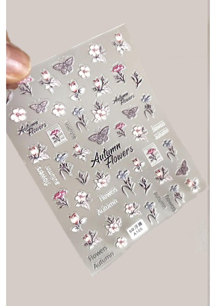 Autumn Flowers Kendinden Yapışkanlı Tırnak Sticker fırsatları