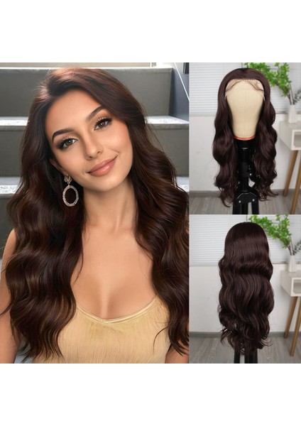 Kahve Karamel Fiber Sentetik Geniş Dalgalı Tül Peruk