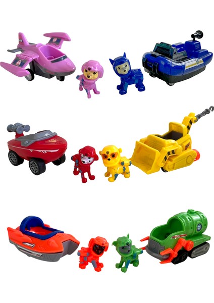 Paw Patrol Pati Devriyesi Chase Rubble Skye Marshall Rocky Zuma Görev Araçları Karakter Seti 6lı