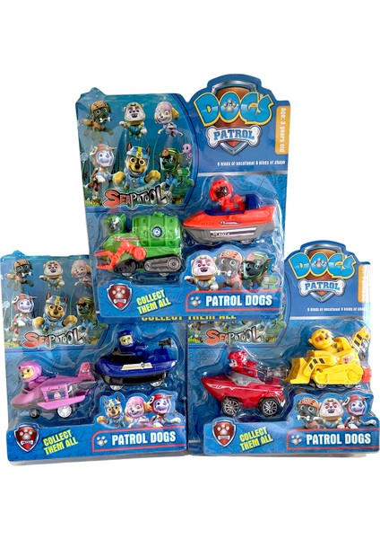Paw Patrol Pati Devriyesi Chase Rubble Skye Marshall Rocky Zuma Görev Araçları Karakter Seti 6lı fiyatları