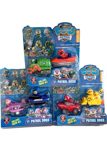 Paw Patrol Pati Devriyesi Chase Rubble Skye Marshall Rocky Zuma Görev Araçları Karakter Seti 6lı modelleri