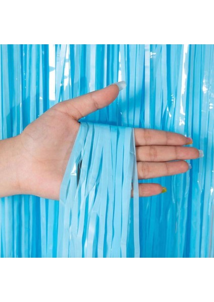 Soft Mavi Püsküllü Kapı Perdesi - Parti, Baby Shower, Sünnet Süsü, Cinsiyet Partisi 1x2 M fiyatları