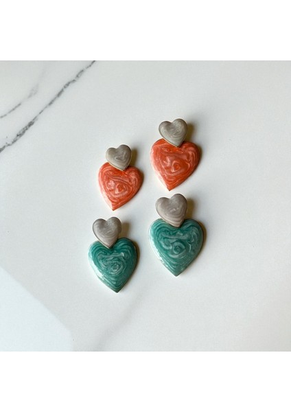 Kalp Figürlü Renkli Küpe-Turkuaz fiyatları