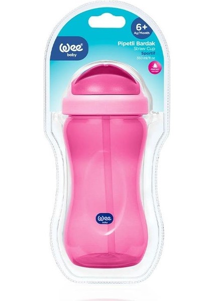 Pipetli Bardak 350 ml Pembe