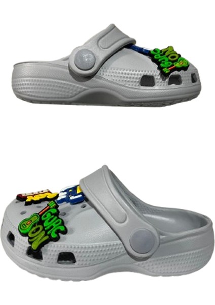 Bebek Çocuk Gri Renkli Kaydırmaz Ortopedik Sandalet Terlik