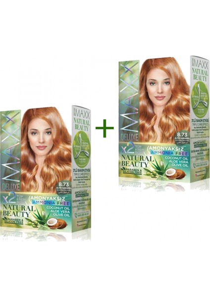 2 Paket Natural Beauty Amonyaksız Saç Boyası 8.73 Altın Karamel