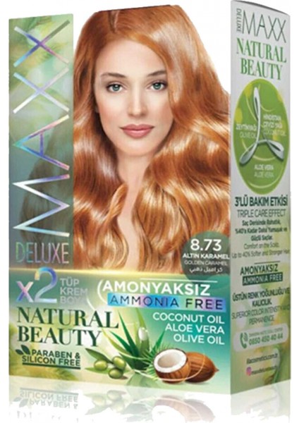 2 Paket Natural Beauty Amonyaksız Saç Boyası 8.73 Altın Karamel fırsatları