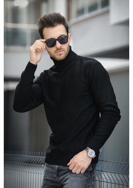 Seka 500 Slim Fit Petek Örgü Erkek Tam Balıkçı Kazak