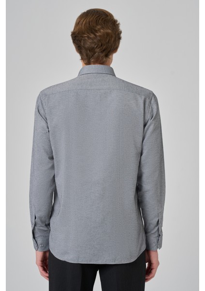 Erkek Gri Slim Fit Italyan Yaka Gömlek indirimleri